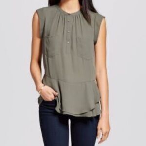 Mossimo Army Green Double Pocket Blouse